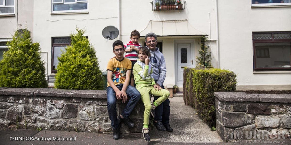 Mohammad Murad (left), 12, pictured with his sister Aisha, 10, brother Oweis, 4, and father Mohammed, 38, at their new home in Edinburgh. He is originally from Hasaka in Syria, but was living in Damascus with his family when the war began in 2011. His family fled in March 2013 to Domis Camp in northern Iraq where they stayed for three years before eventually being resettled in Scotland in April 2016.

“I miss Damascus, but I look forward to school. I want to be a doctor. I want to help people," says Mohammad. ; The prestigious 400-year-old George Heriot’s School in Edinburgh has given three bursaries to Syrian refugee schoolchildren who have arrived in Britain as part of the UK Government’s Vulnerable Persons Relocation Scheme. Mohammad is one of the recipients. It's the first time since the First World War that the school has offered its Dulkanovic bursary to refugees. The bursary is named after one of the 27 Serbian boys who escaped the war and came to study at George Heriot's between 1916 and 1919.