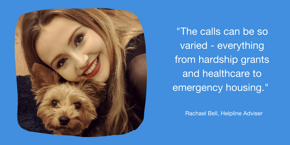 Helpline Adviser, Rachael,takes calls from refugees and asylum seekers