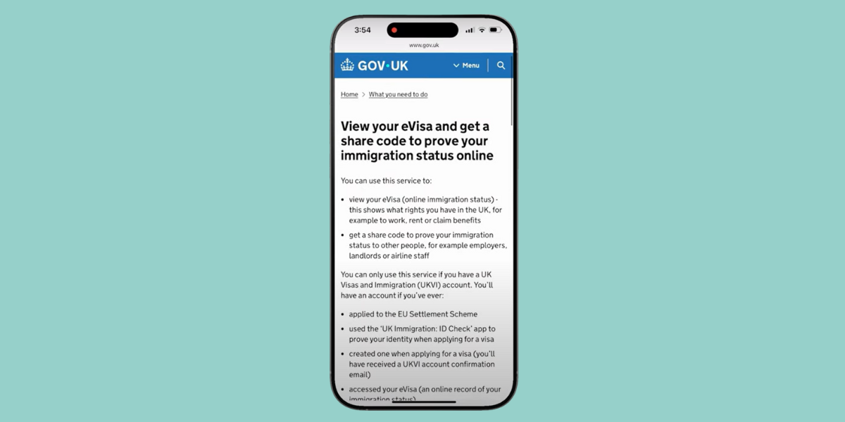 how to get share code from evisa